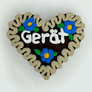 Original Münchner Wiesn-Filzherz "Gerät" - beiger Rand, blaue Blumen