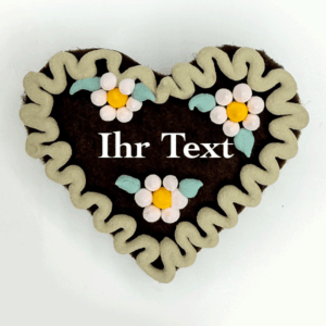 Original Münchner Wiesn-Filzherz "WUNSCHTEXT" - beiger Rand, hellrosa Blumen