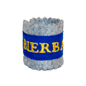 "Original Münchner Bierbandl" by ALINA SPIEGEL - bestickt - grau, blaue Borte mit gelb "BIERBANDL"