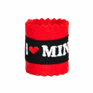 "Original Münchner Bierbandl" by ALINA SPIEGEL - bestickt - schlicht, rot, schwarze Borte "I ❤️ MINGA"