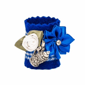 "Original Münchner Bierbandl" by ALINA SPIEGEL - kunstvoll verziert, blau, blauweisse Borte, 3 Anhänger