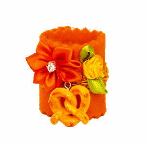 "Original Münchner Bierbandl" by ALINA SPIEGEL - kunstvoll verziert, orange, orange Borte, 3 Anhänger