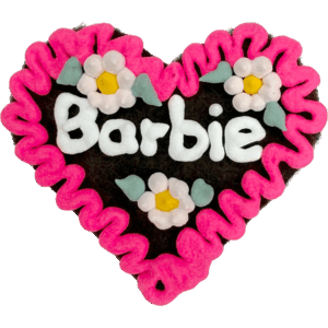 Original Münchner Wiesn-Filzherz "Barbie" - pinker Rand, hellrosa Blumen