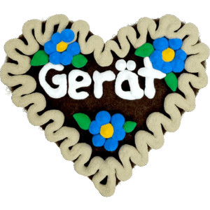 Original Münchner Filzherz "Gerät" - beiger Rand, blaue Blumen