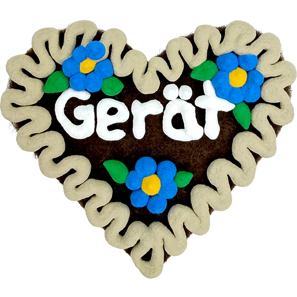 Original Münchner Filzherz "Gerät" - beiger Rand, blaue Blumen