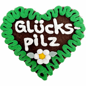 Original Münchner Filzherz "Glückspilz" - grüner Rand, weiße Blumen