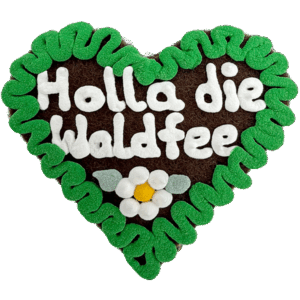 Original Münchner Filzherz "Holla die Waldfee" - grüner Rand, weiße Blumen