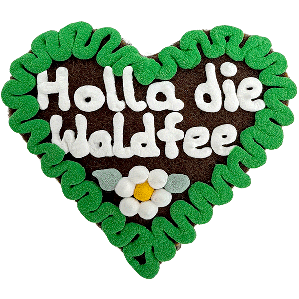Original Münchner Filzherz "Holla die Waldfee" - grüner Rand, weiße Blumen