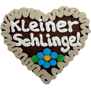 Original Münchner Filzherz "Kleiner Schlingel" - beiger Rand, himmelblaue Blumen