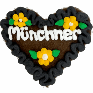 Original Münchner Filzherz "Münchner" - schwarzer Rand, gelbe Blumen