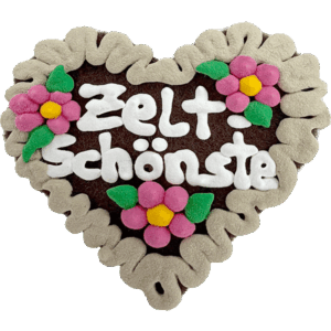 Original Münchner Filzherz "Zeltschönste" - beiger Rand, rosa Blumen