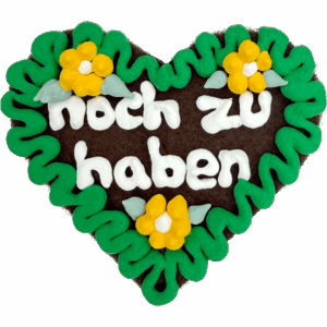 Original Münchner Filzherz "noch zu haben" - grüner Rand, gelbe Blumen
